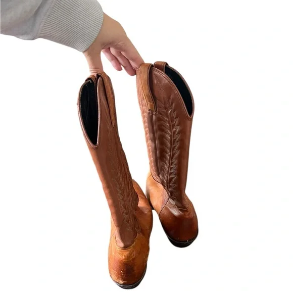 Texas leather leather cowboy boots size 7 - Picture 3 of 7